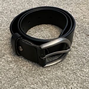 Black Belt with Brushed Silver Buckle